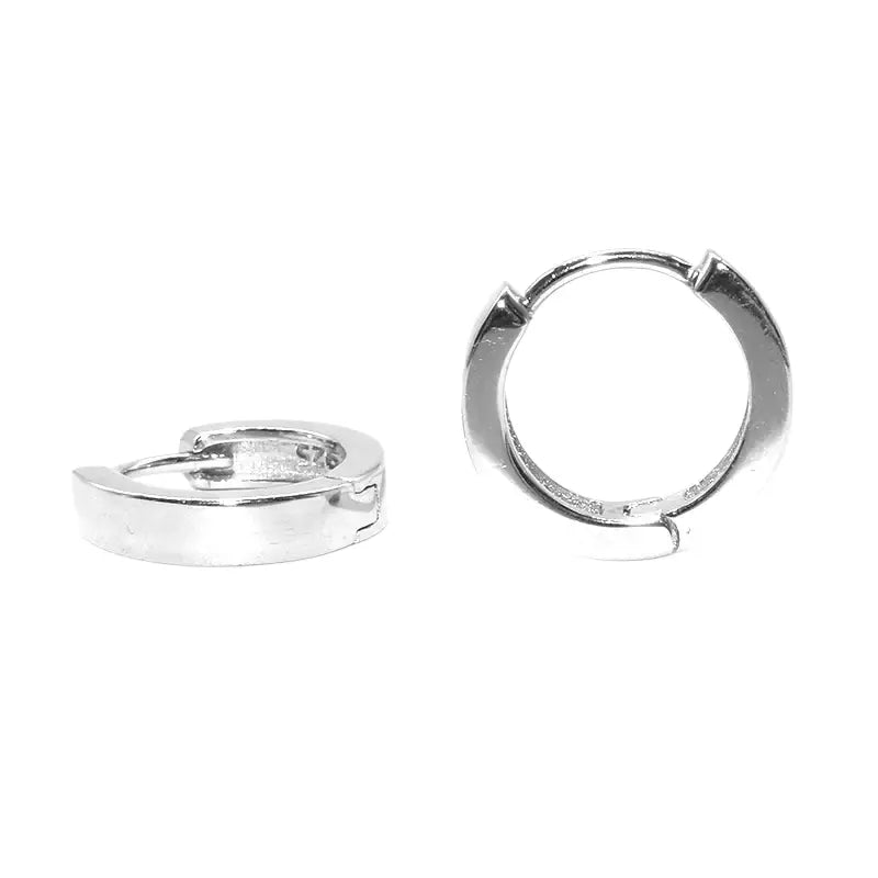 Sleek S925 Sterling Silver Minimalist Hoop Earrings Unisex Hip-Hop Street Style
