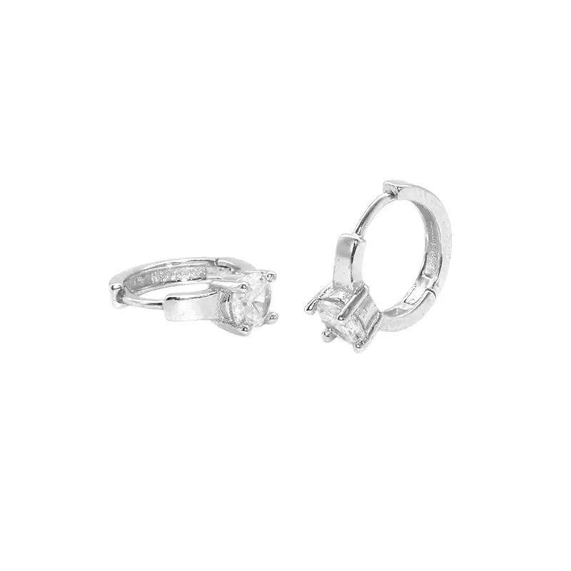 Wedding ring, earrings, universal trend zirconium for men and women, silver 925 sample