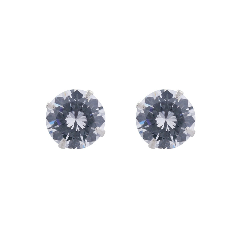 Silver diamond stud earrings