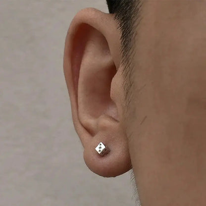 S925 Sterling Silver Dice Stud Earrings: Creative Minimalist Design for All
