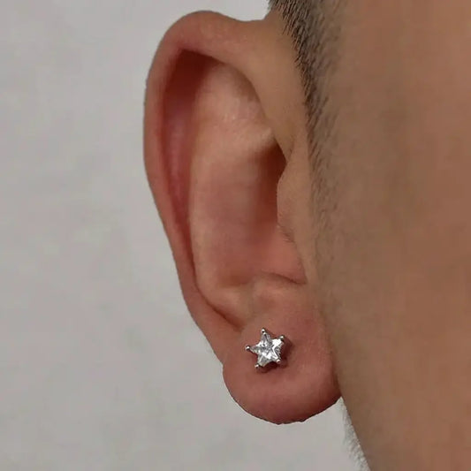 Zirconium, trend universal earrings for men and women, silver 925 sample