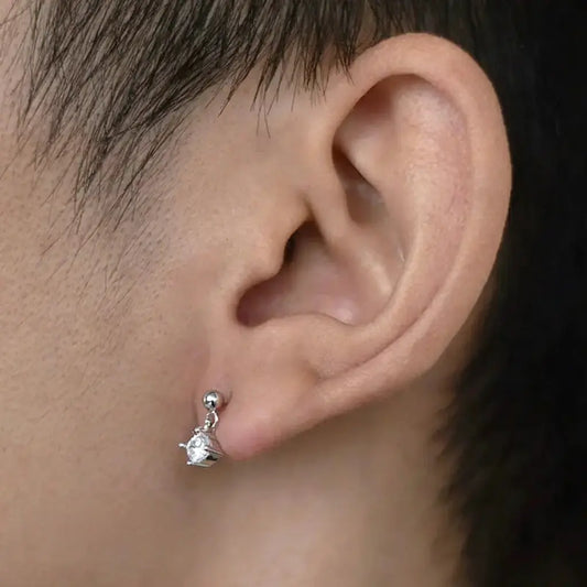 TWO LEAVES 925 Silver Zirconium Solitaire Pendant Stud Earrings, Unisex Elegant Design