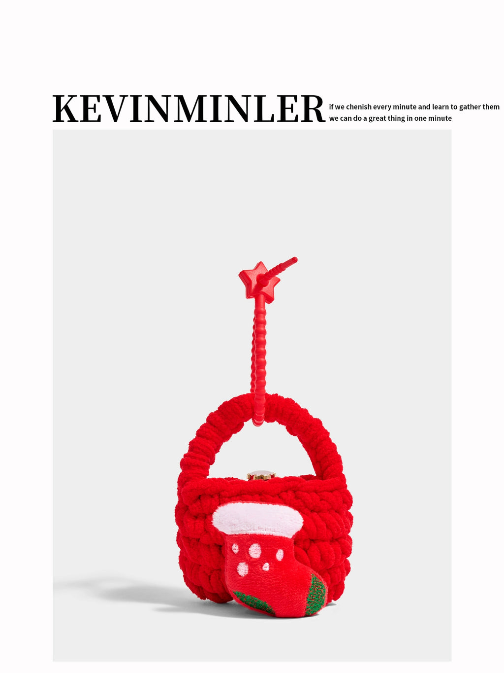 Charming Knitted Christmas Sock Coin Purse Headphone Bag Pendant Gift