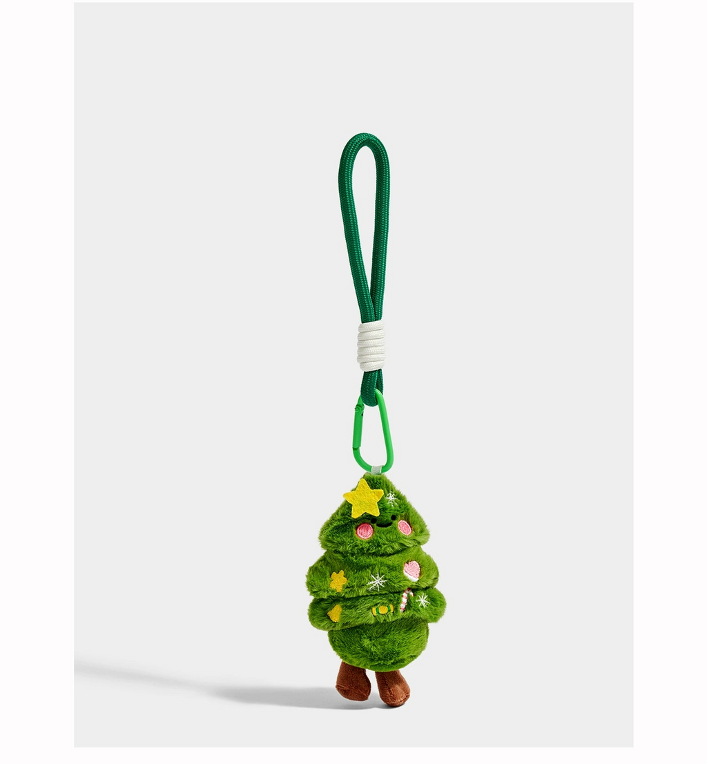 Charming Embroidered Christmas Tree Plush Keychain Pendant - Perfect Festive Gift