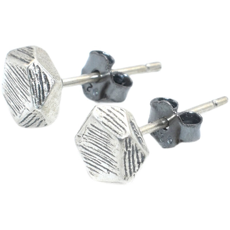 S925 Sterling Silver Matte Pentagonal Hip-Hop Street Earrings for Men Women