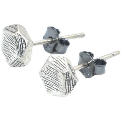 S925 Sterling Silver Matte Pentagonal Hip-Hop Street Earrings for Men Women