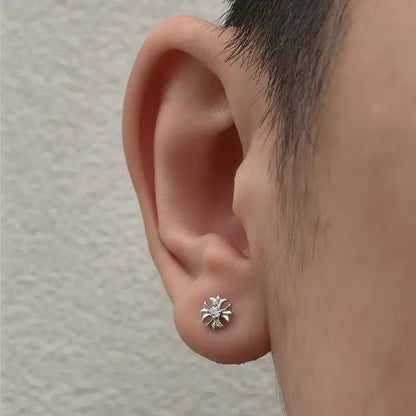 Silver starburst stud earring