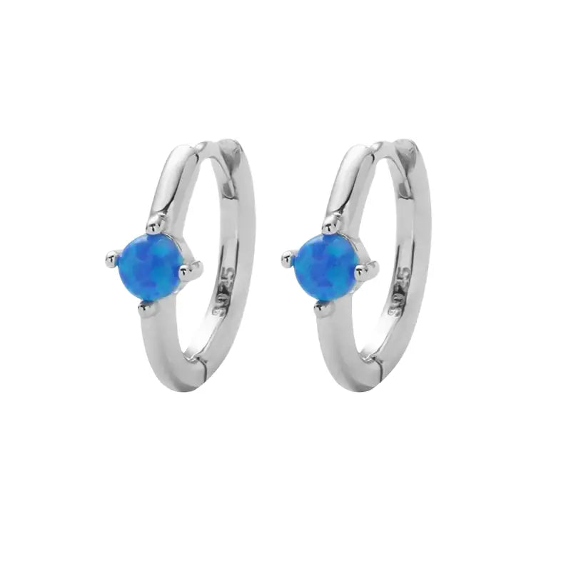 S925 Sterling Silver Blue Opal Leaf Stud Earrings for Men & Women – Trendy Niche Design