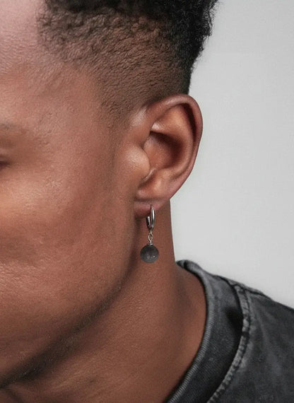 LUXTA原创 纯银黑曜石耳坠嘻哈男  耳饰高级感耳环女同款潮