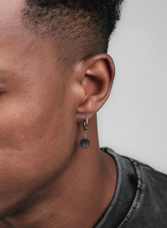 LUXTA原创 纯银黑曜石耳坠嘻哈男  耳饰高级感耳环女同款潮