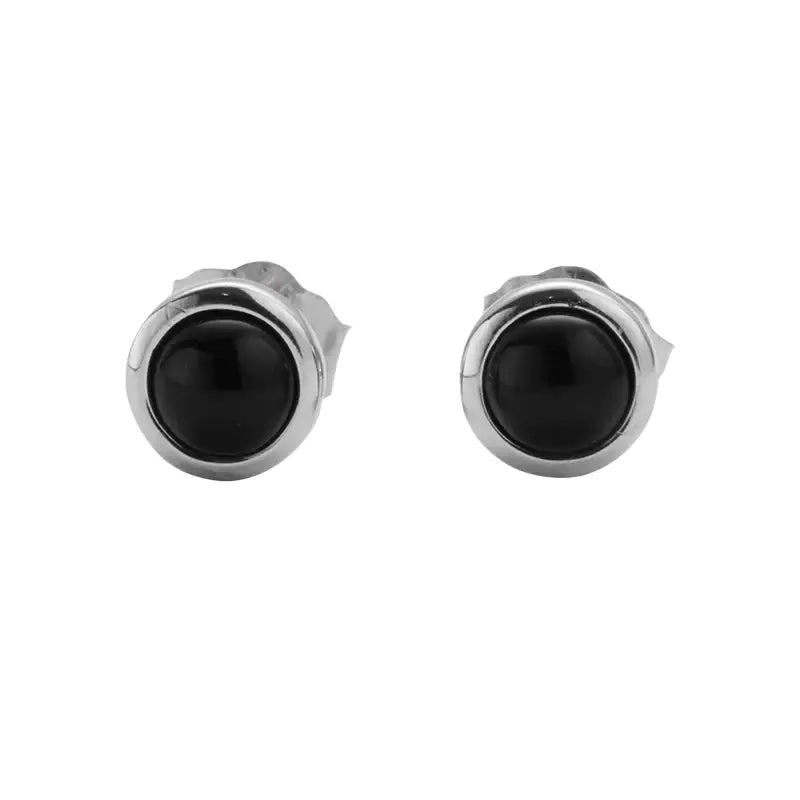 Silver stud earrings with black onyx stones