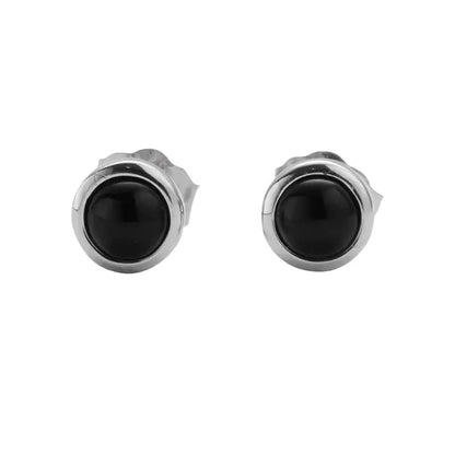 Silver stud earrings with black onyx stones