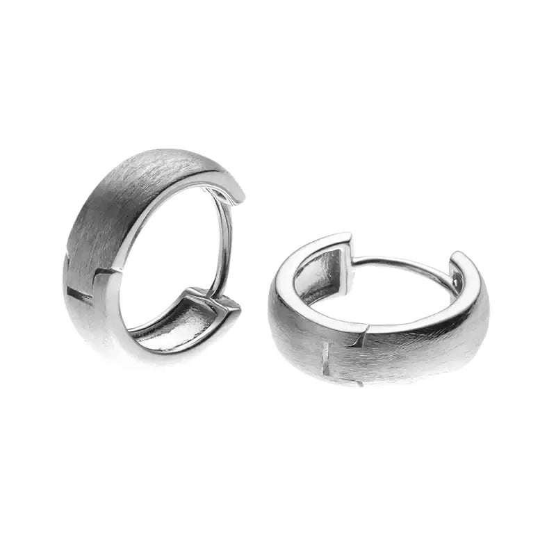 Chic Matte 925 Sterling Silver Hoop Earrings: Unisex Trend-Forward Minimalist Design