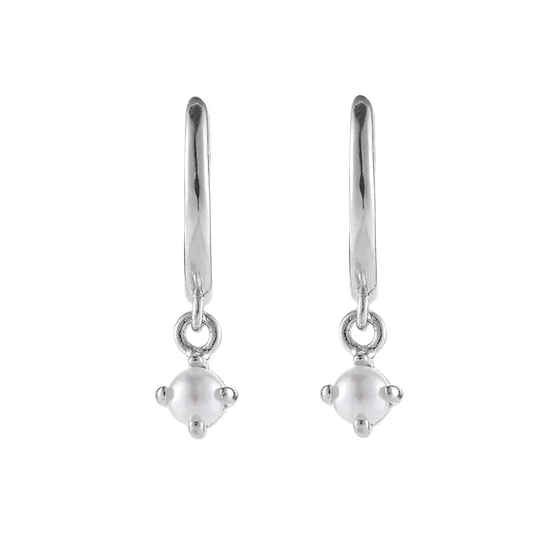 S925 Sterling Silver Pearl Hoop Earrings for Men & Women – Trendy, Minimalist, Light Luxury Style