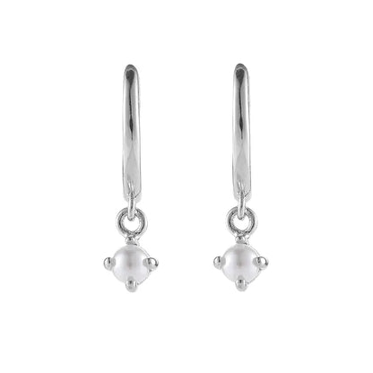 S925 Sterling Silver Pearl Hoop Earrings for Men & Women – Trendy, Minimalist, Light Luxury Style