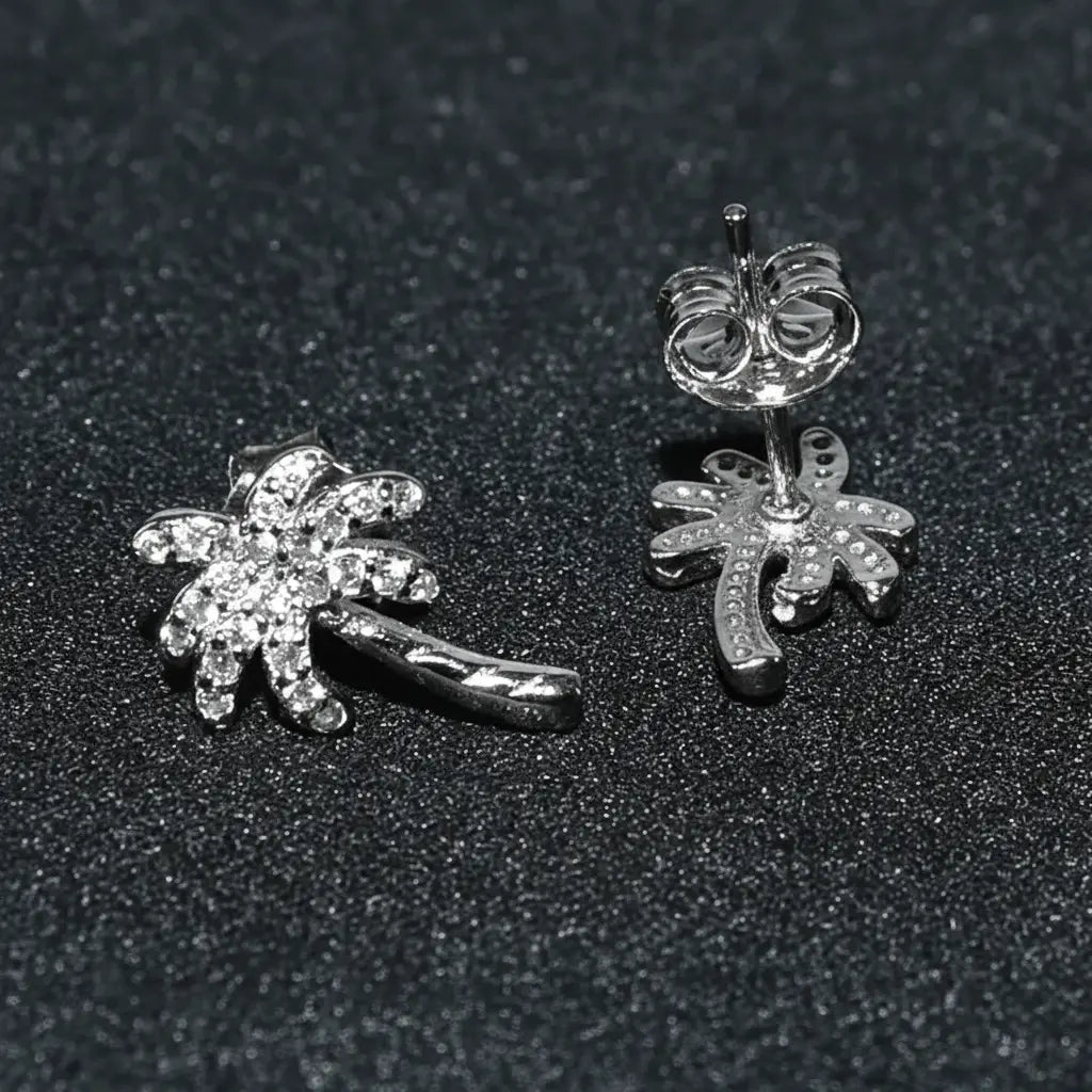 Two Leaves S925 Coconut Trees Hip Hiphop Hiphop Diamond Men and Women's Tide Street Simple