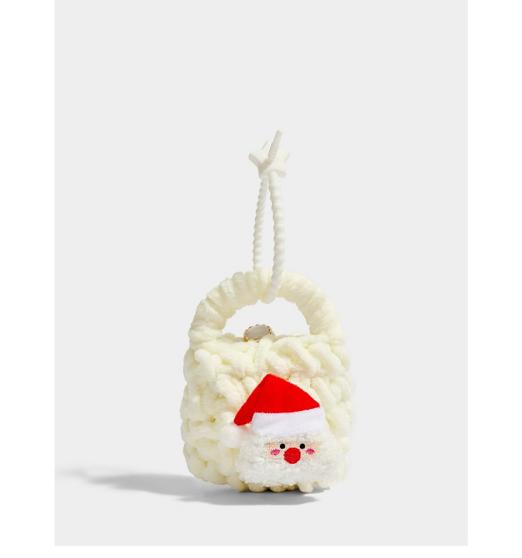 Charming Knitted Christmas Tree Coin Purse Keychain - Festive Headphone Bag Gift
