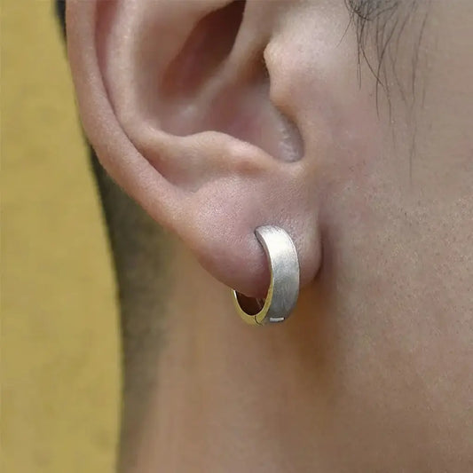 Chic Matte 925 Sterling Silver Hoop Earrings: Unisex Trend-Forward Minimalist Design