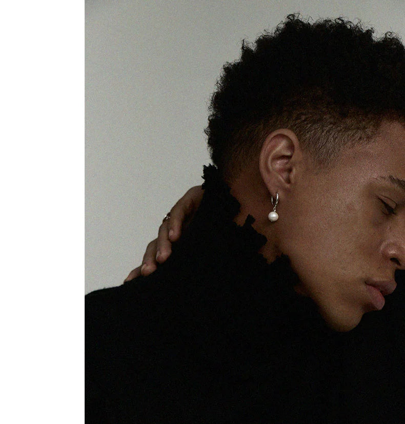 Organic trend earrings from pearl hip-hop style, 925 sample silver, silver 925 sample, high-quality style