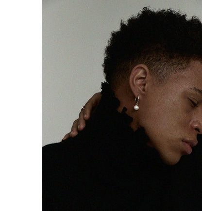 Organic trend earrings from pearl hip-hop style, 925 sample silver, silver 925 sample, high-quality style