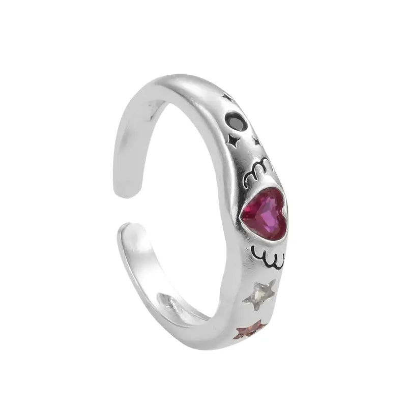 Fashionable ring, zirconium for men and women for beloved, silver 925 sample, light luxury style