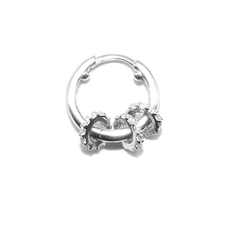 S925 Sterling Silver Diamond Hoop Earrings - Unisex Hip Hop Removable Style