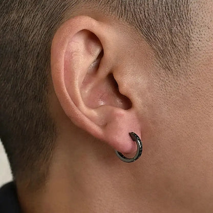 S925 Sterling Silver Black Zirconia Hip-Hop Earrings - Unisex Streetwear Style