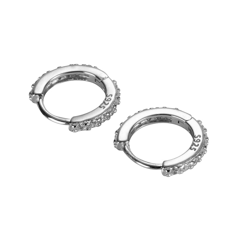 Double-sided earrings for men and women, universal zirconium hip-hop style, silver 925 sample, diamond encrusted, European style