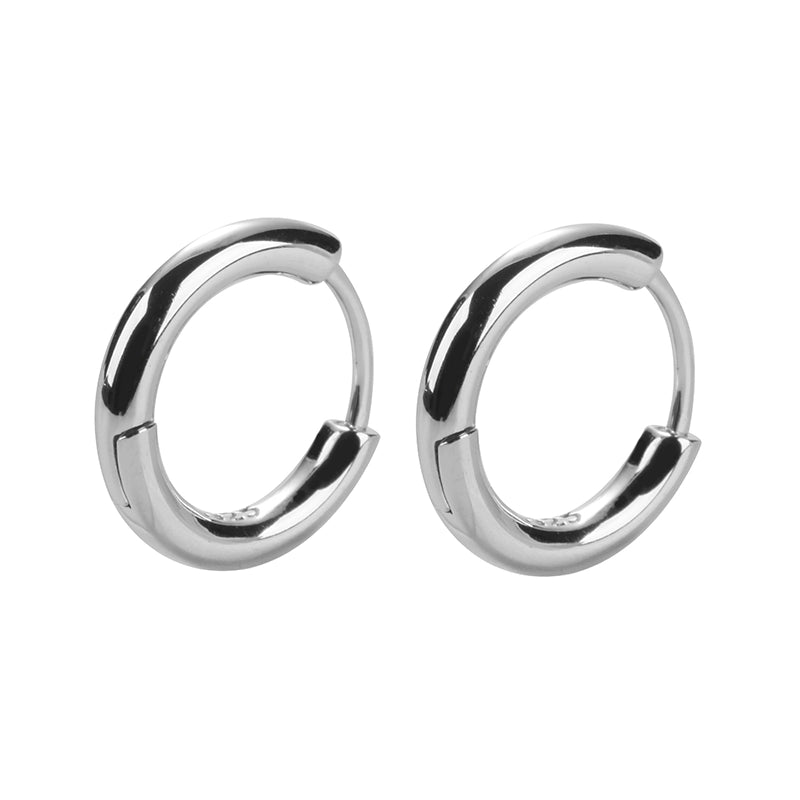Sleek Sterling Silver 925 Hoop Earrings - Unisex Minimalist Glossy Design