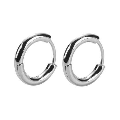Sleek Sterling Silver 925 Hoop Earrings - Unisex Minimalist Glossy Design