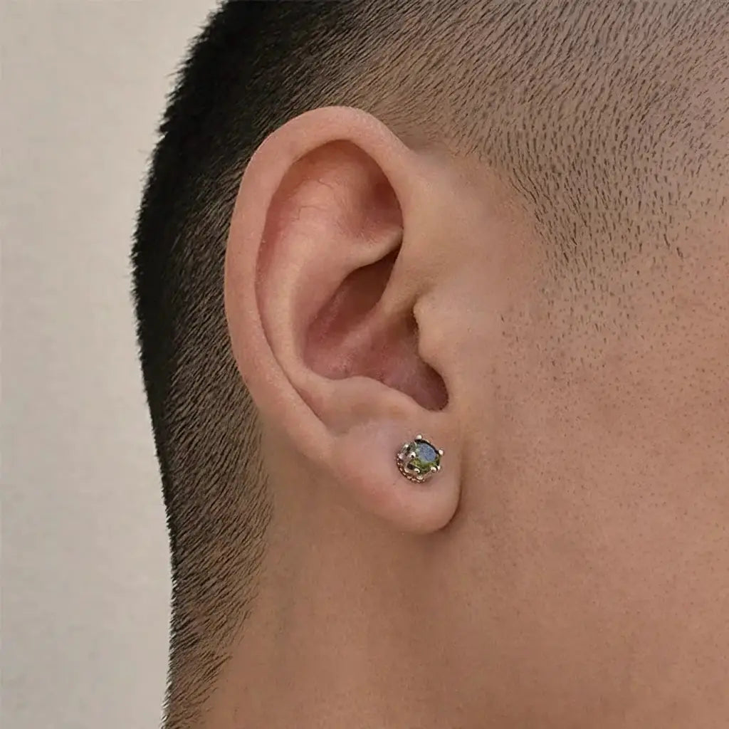 Organic fashionable earrings hip-hop style for men and women, silver 925 sample