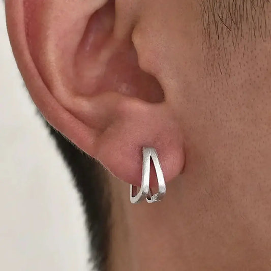 Square matte design trend fashionable earrings for men and women, silver 925 sample, light luxury style