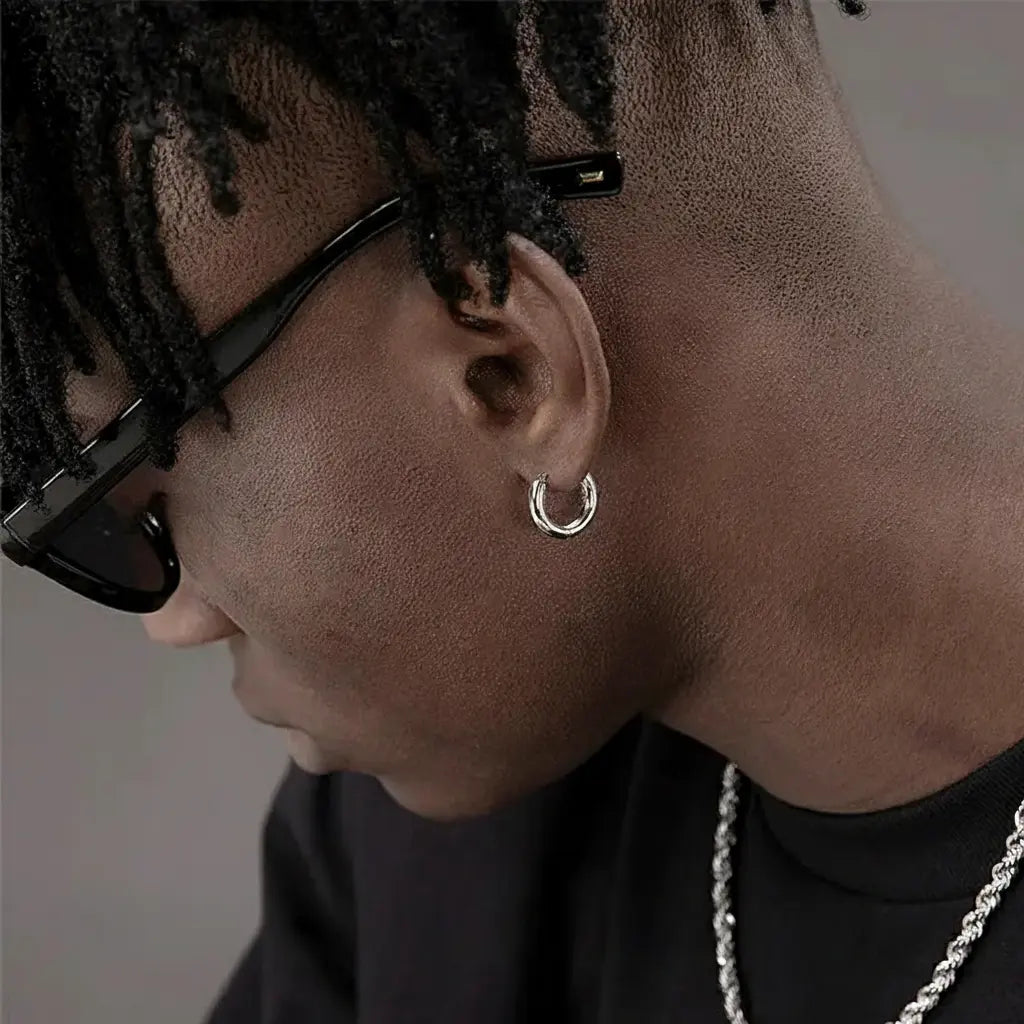 Bold 3.3mm S925 Sterling Silver Hip-Hop Hoop Earrings, Unisex Style