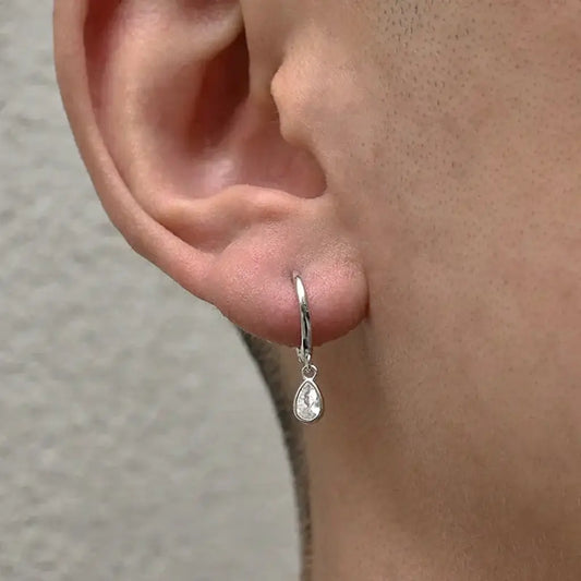 Silver washing, pendant, universal trend earrings for men and women, zirconium, silver 925 sample, light luxury style