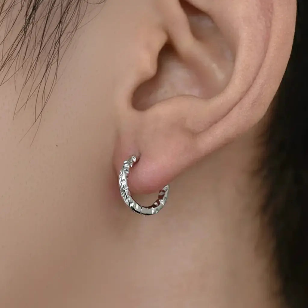 Modern Silver 925 Irregular Hoop Earrings for Men & Women - Minimalist Design