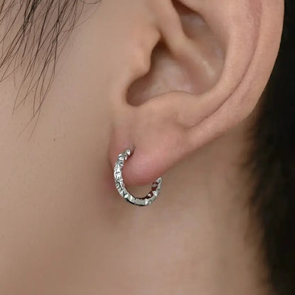 Modern Silver 925 Irregular Hoop Earrings for Men & Women - Minimalist Design