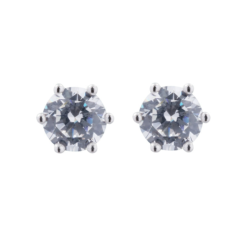 S925 Sterling Silver Mini Zirconia Six-Prong Stud Earrings Unisex Everyday Wear