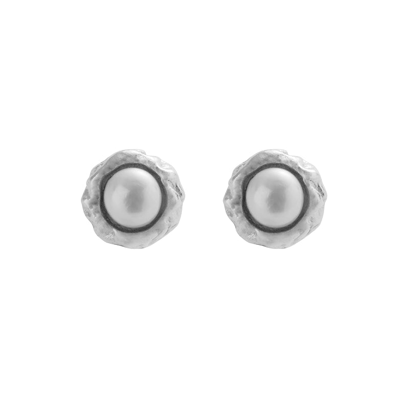 Trend earrings from pearl for men and women for beloved, silver 925 sample, light luxury style