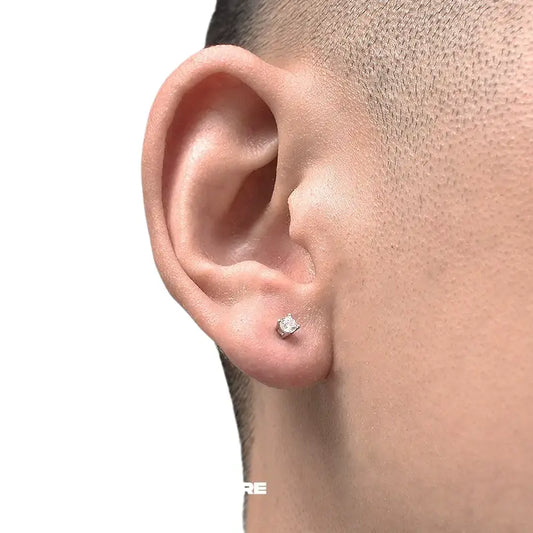 Trend-Forward 925 Sterling Silver Diamond Stud Earrings - Hip-Hop Unisex Style