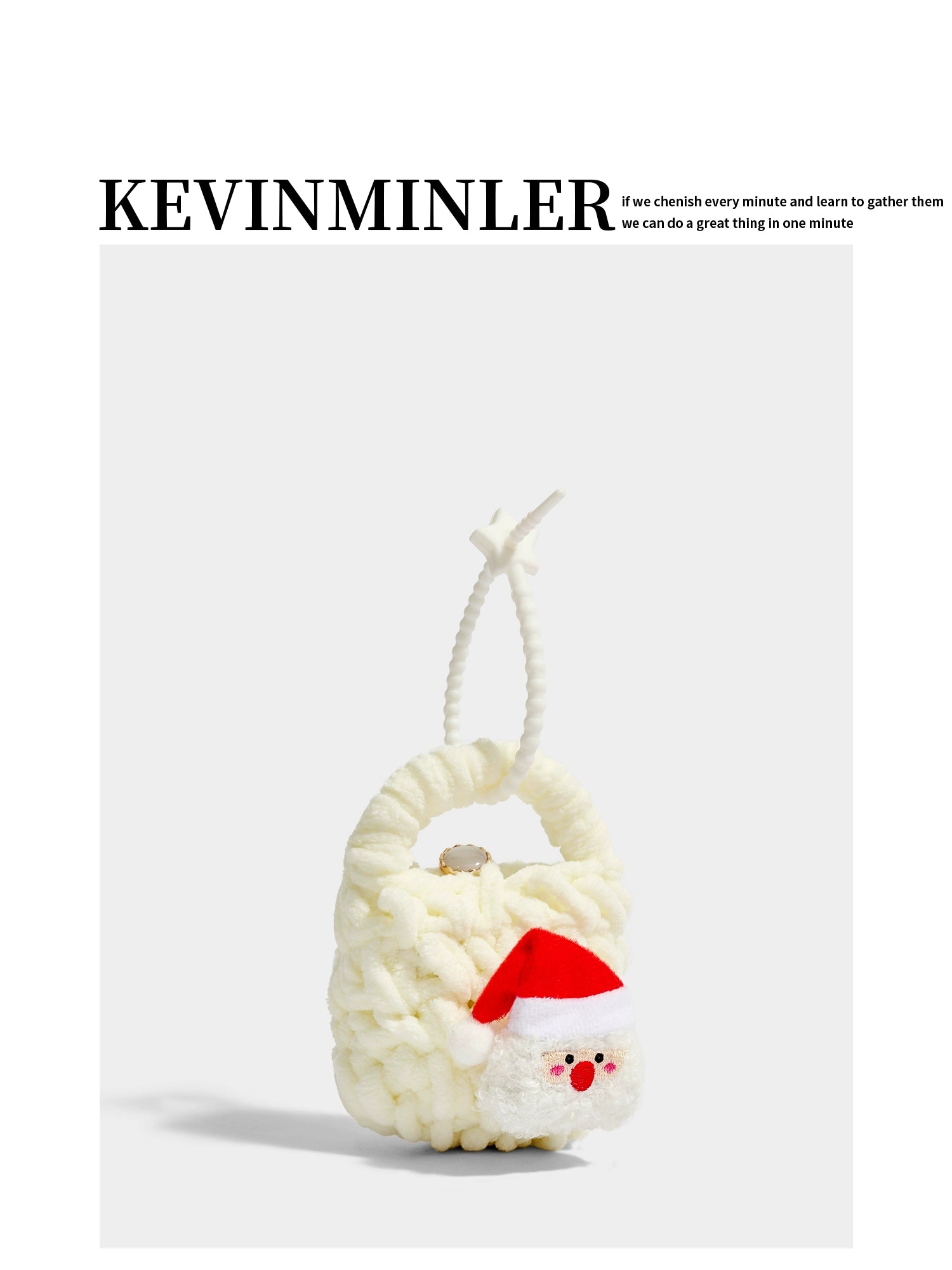 Cute Knitted Christmas Tree Pendant Coin Pouch Headphone Bag Gift Accessory