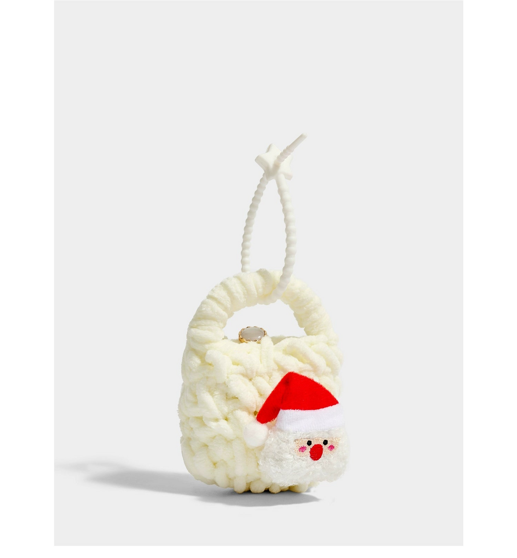 Charming Knitted Christmas Tree Coin Purse Keychain - Festive Headphone Bag Gift