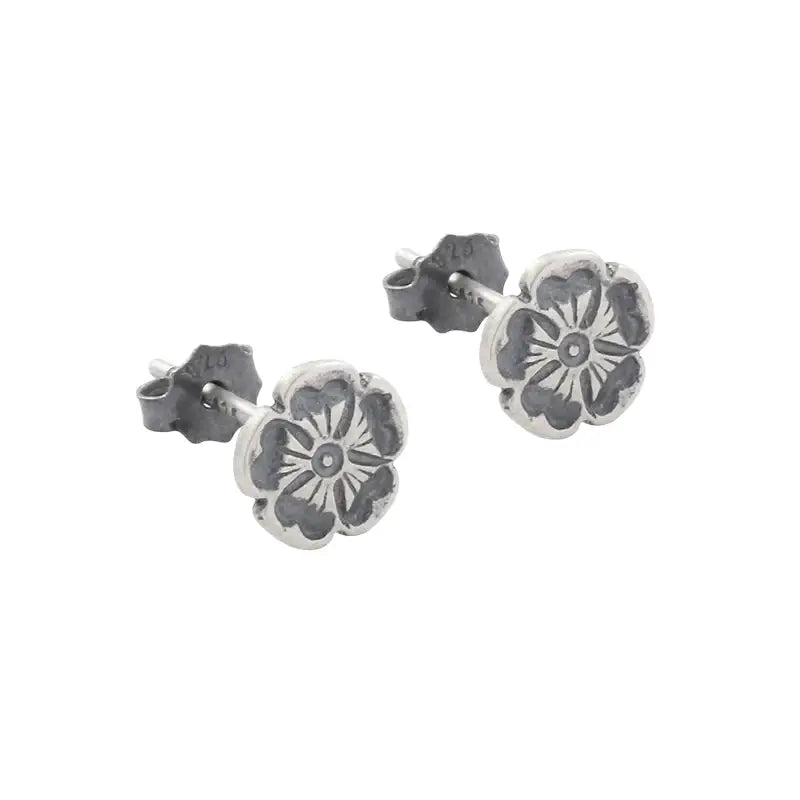 S925 Sterling Silver Vintage Flower Stud Earrings for Couples, Men, Women
