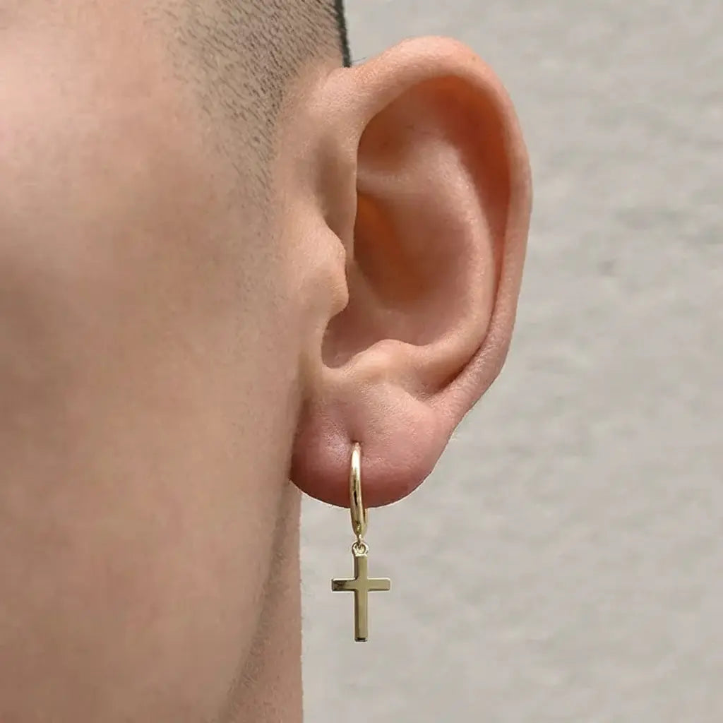 S925 Sterling Silver Minimalist Bright Cross Huggie Hoops - Unisex Trendy Earrings