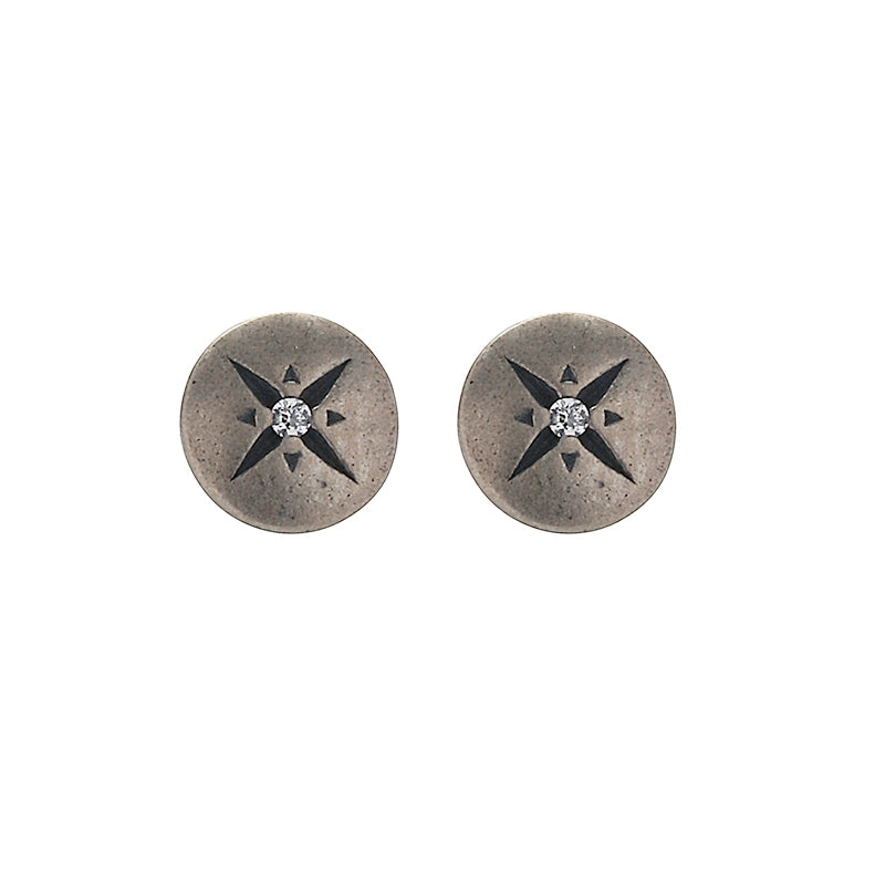 Bold Retro S925 Sterling Silver Cross Stud Earrings - Unisex Inlaid Zircon 6mm
