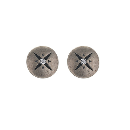 Bold Retro S925 Sterling Silver Cross Stud Earrings - Unisex Inlaid Zircon 6mm
