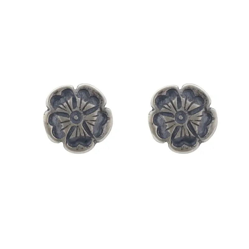 S925 Sterling Silver Vintage Flower Stud Earrings for Couples, Men, Women