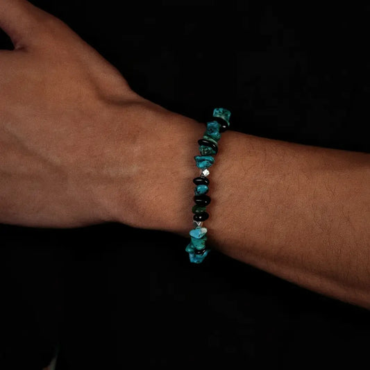 Turquoise small design ethnic beaded bracelet for men and women, silver 925 sample, ethnic style