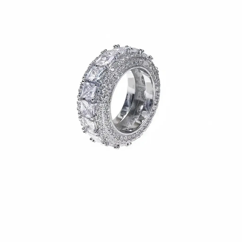 LUXTA Zirconium, platinum ring with stone hip-hop style, trend accessory, diamond encrusted, European style