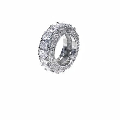 LUXTA Zirconium, platinum ring with stone hip-hop style, trend accessory, diamond encrusted, European style