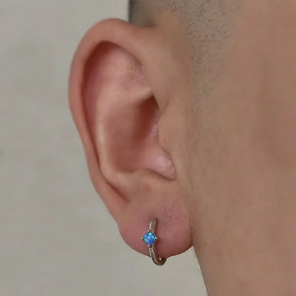 S925 Sterling Silver Blue Opal Leaf Stud Earrings for Men & Women – Trendy Niche Design